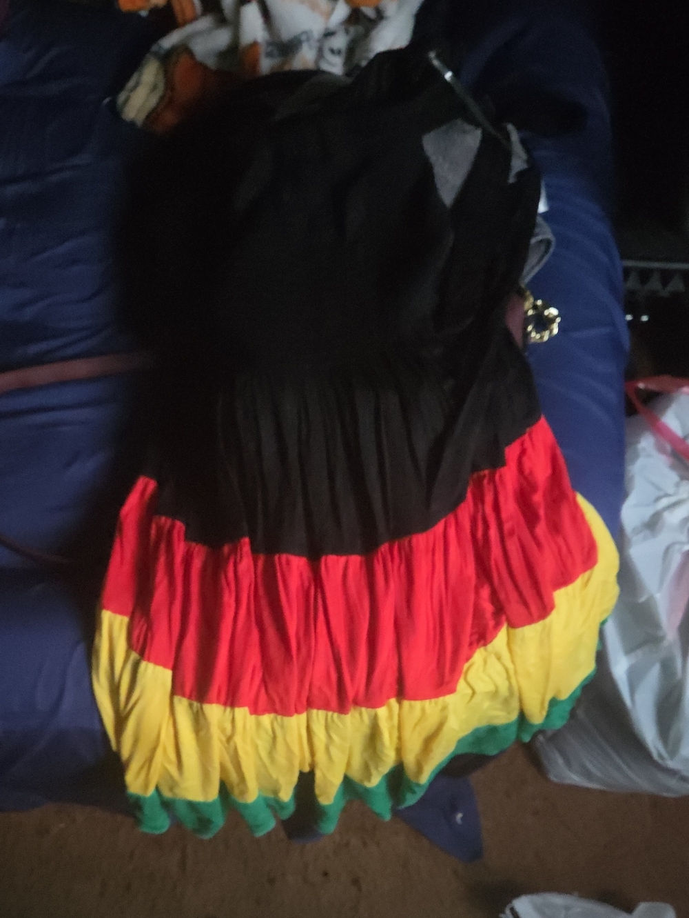 Colorblock Tiered Maxi Skirt - Black, Red, Yellow, Green
